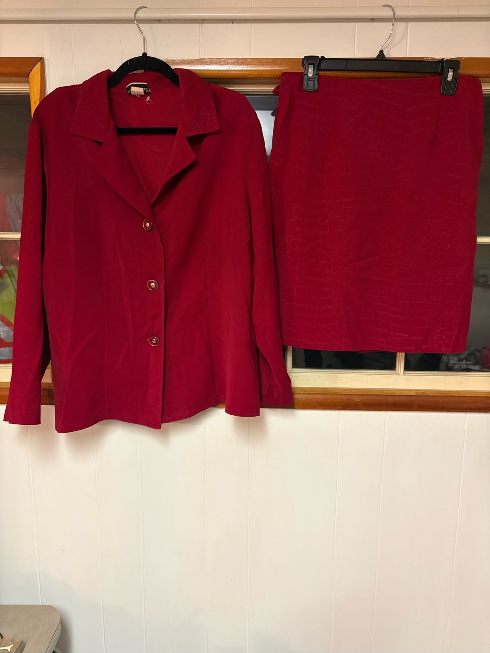 Fashion Bug Women's Red Pencil Skirt and Jacket Set